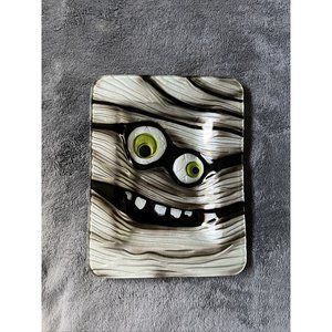 American Greetings Halloween Mummy Ceramic Candy Dish Plate 12”x9” Silver Black